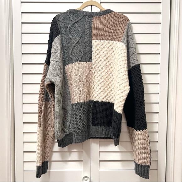 Neiman Marcus Cashmere Oversized Sweater Patchwork Size Large - Picture 4 of 14